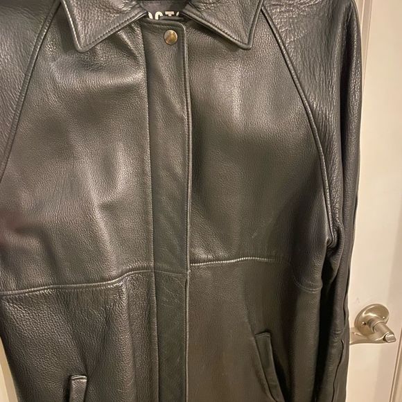 🧥RARE VINTAGE🧥 ROOTS REAL LEATHER TRENCH COAT - Picture 2 of 5